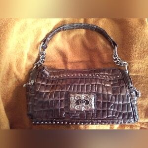 Kathy Van Zeeland KVZ Brown Croc-Embossed Women's Handbag